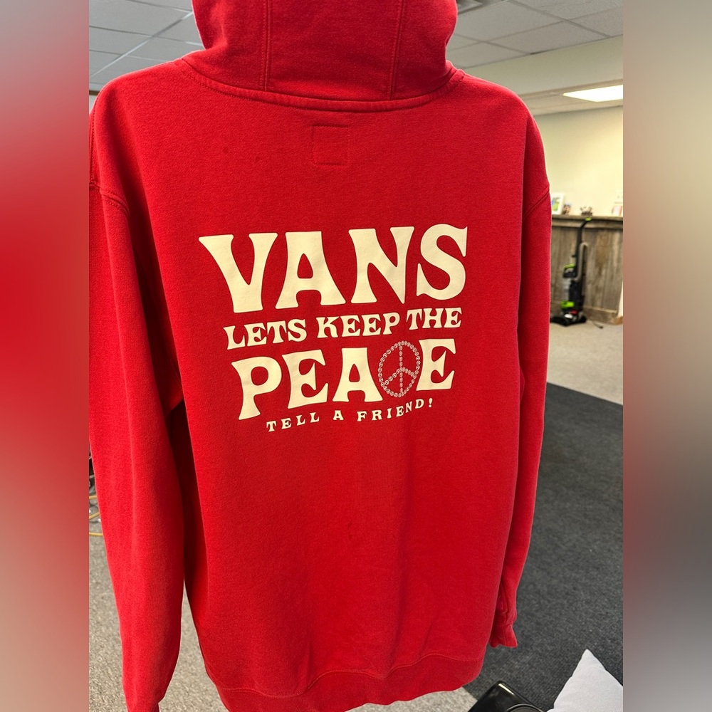 Vans Keep the Peace Sign Pullover Hoodie  Sweatshirt Comfy Size L